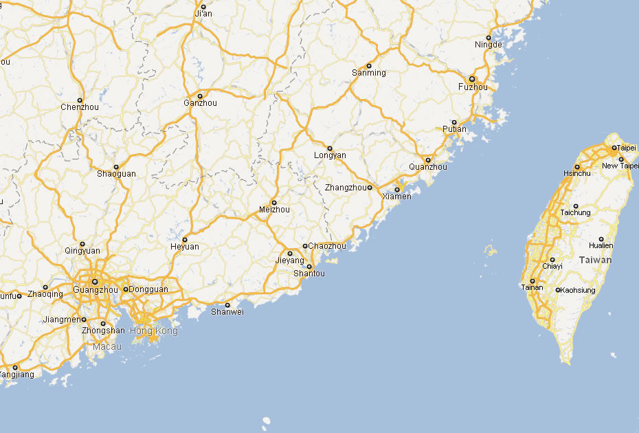 map of macao china taiwan